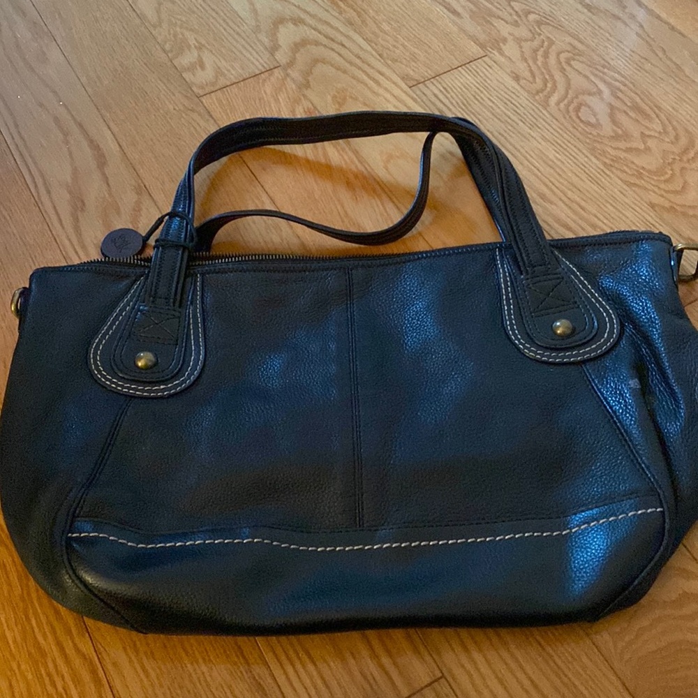 Classic Black Leather Satchel Handbag
